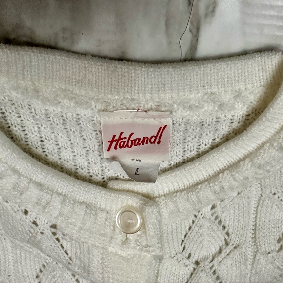 Cottagecore Coastal Grandma Womens Sz L White Button Up Cardigan Vintage Staple - Picture 6 of 10